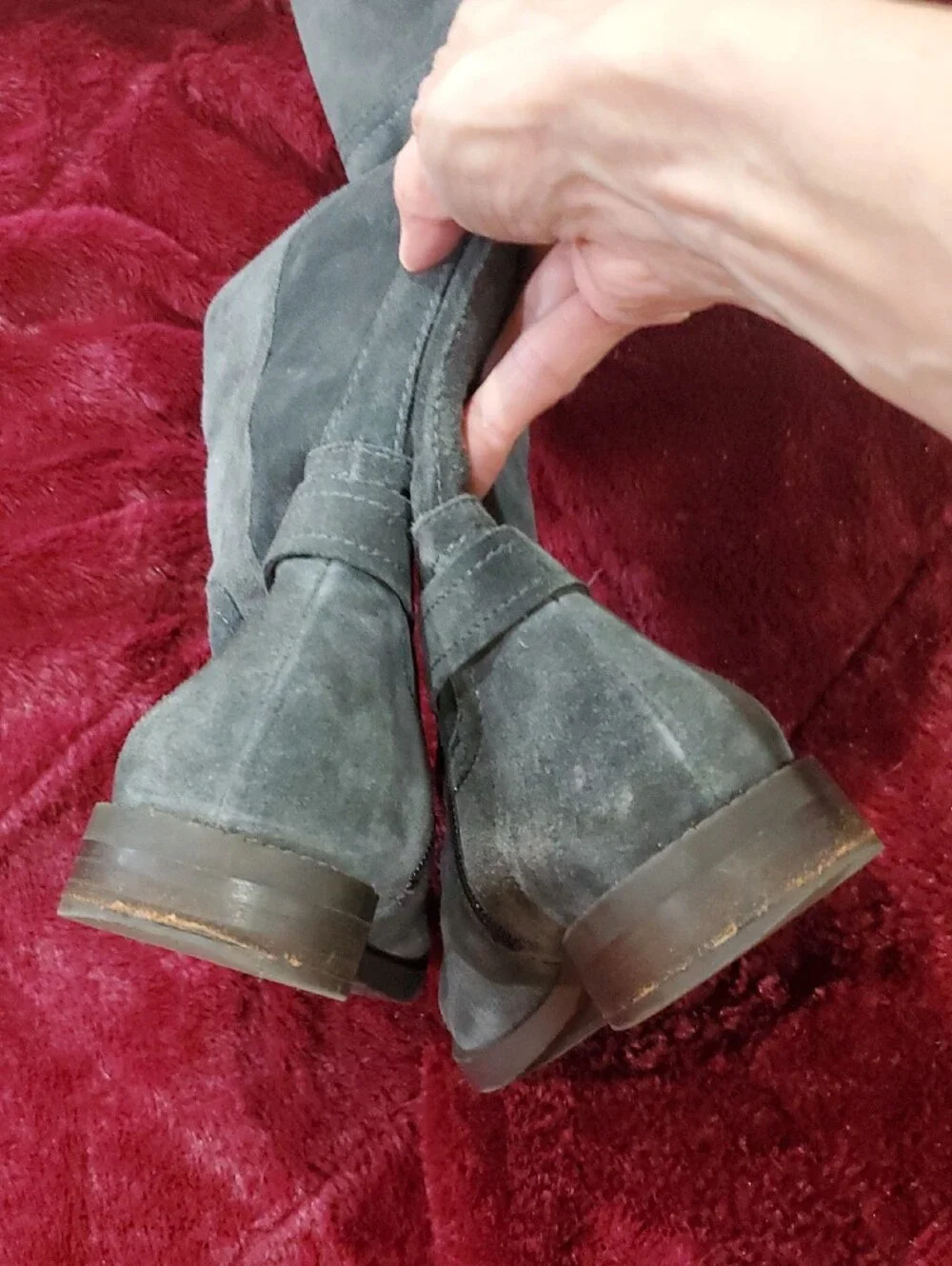 Franco Sarto Tall Suede Knee High Boots in Dark Gray